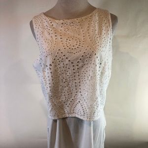 J. Jill Eyelet Sleeveless Mixed Media Tunic S New